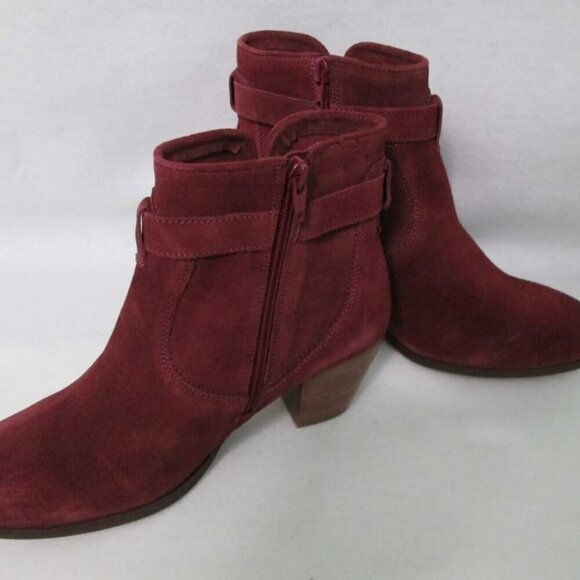 Diba Burgandy Buckle Sleek Bootie with Side Zipper and Block Heel-NWT - Picture 4 of 15